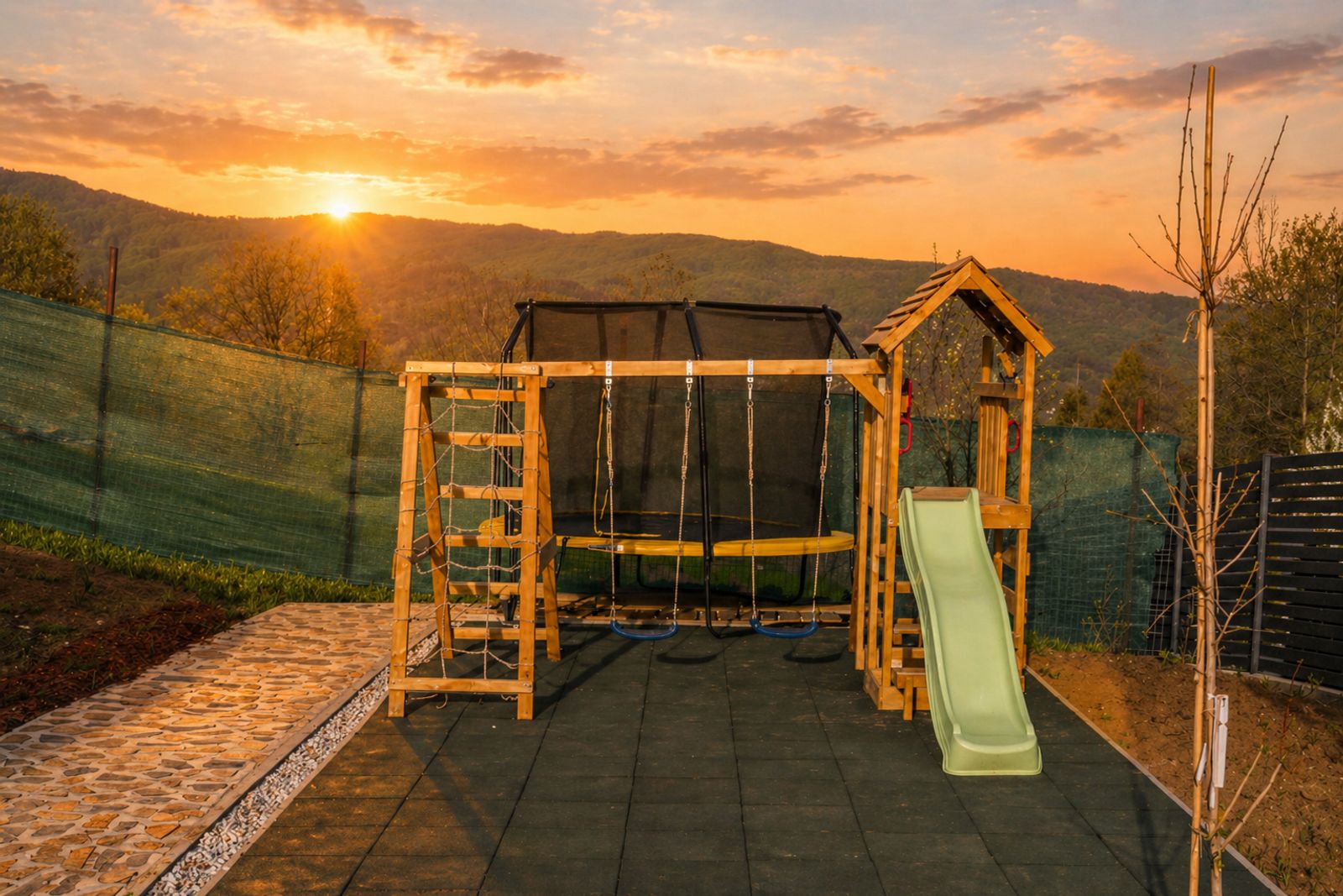 Children's playground at sunset