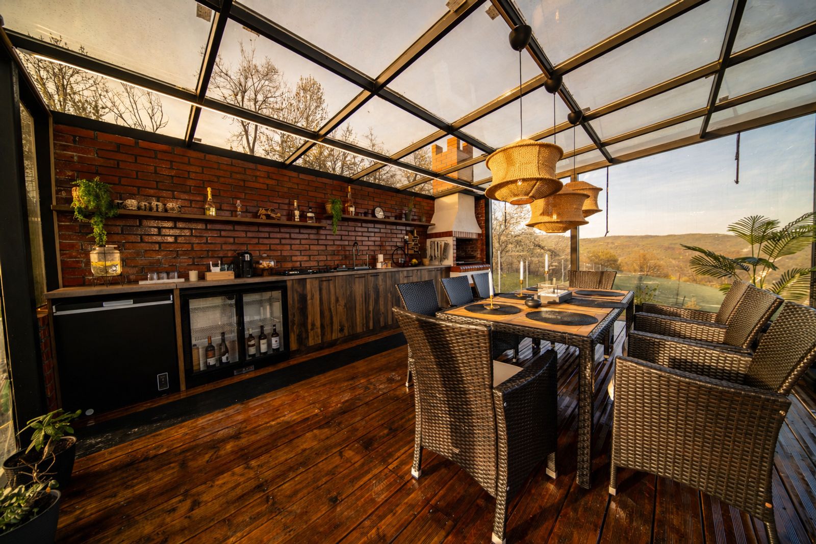 Gazebo with brick bar and dining table
